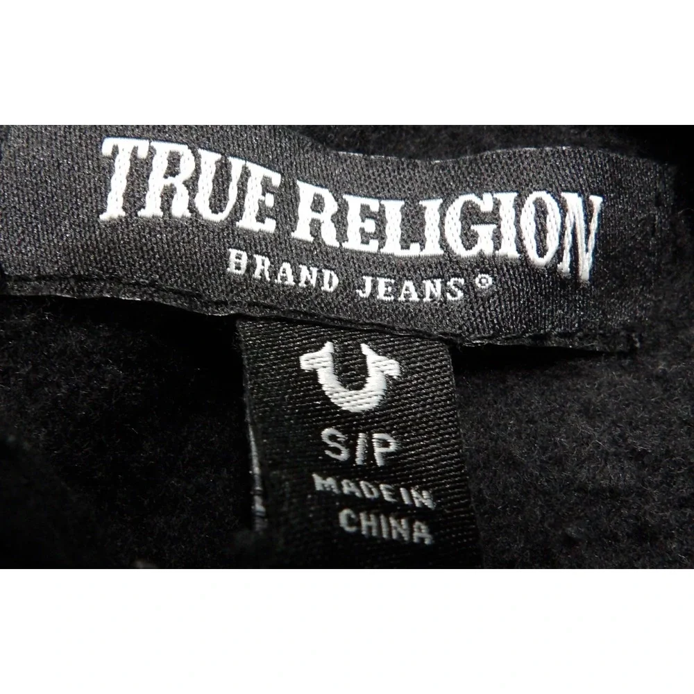 NWT True Religion Ticket Hoodie Men S Black AOP Pullover Graphic Streetwear Logo